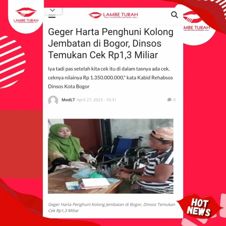 Cekricek.id, Berita Viral - Siapa sangka kisah seorang pengemis dan tinggal di kolong jembatan memiliki harta berlimpah, uangnya 1,3 m