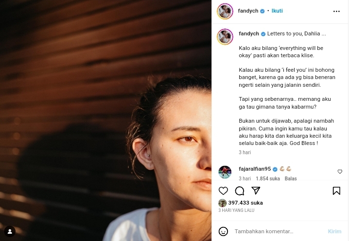 Cekricek.id, berita seleb dan berita artis - Usai Perselingkuhannya Dibeberkan Dahlia Poland, Fandy Christian Harap Keluarganya Baik-Baik Saja