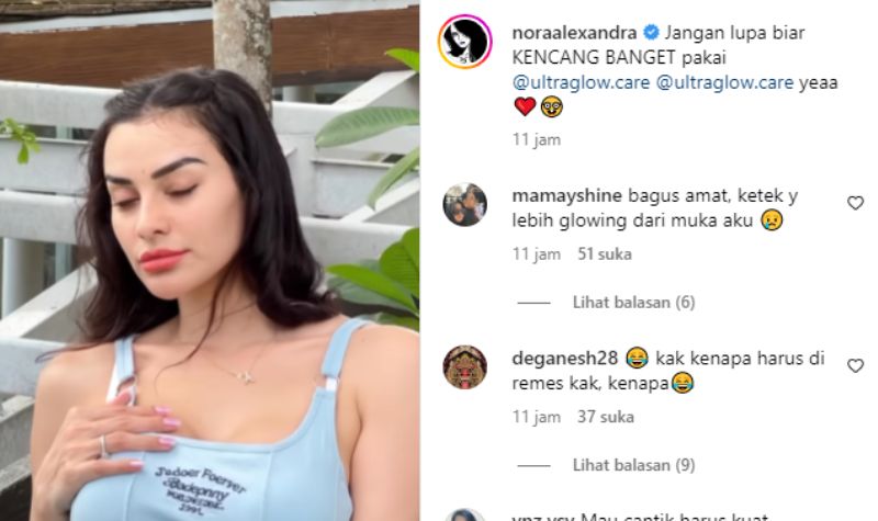 Cekricek.id, Berita Artis dan Berita Seleb - Nora Alexandra dianggap paling bisa bikin netizen jadi lemes. Terutama saat mengunggah video singkat