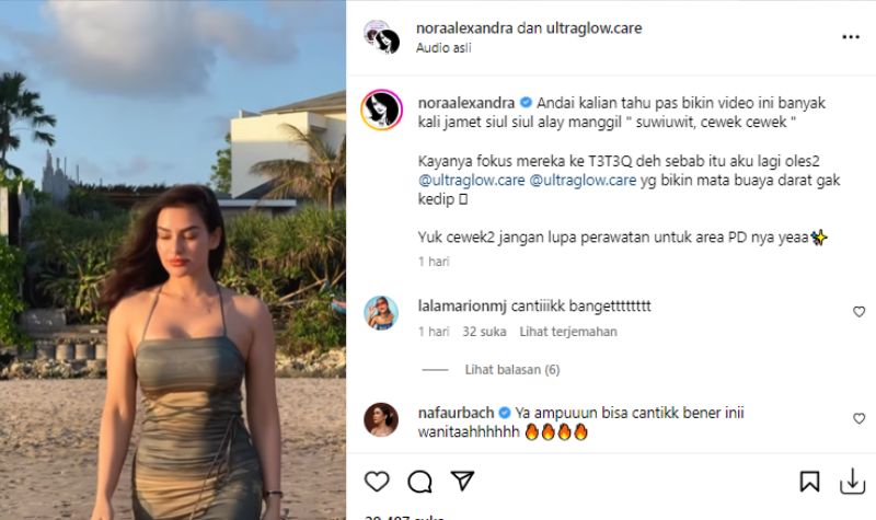 Cekricek.id, Berita Artis dan Berita Seleb - Nora Alexandra terang-terangan merasa risih ketika mendapatkan cat calling dari sejumlah pria.