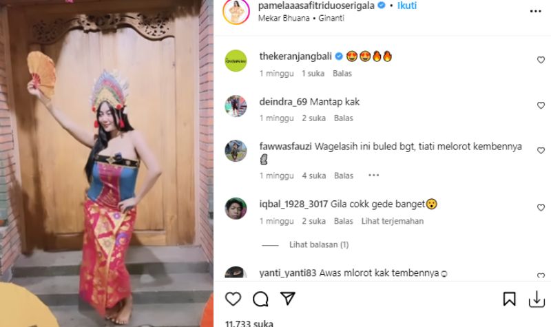 Cekricek.id, Berita Artis dan Berita Seleb - Penyanyi Pamela Safitri terlihat untuk kebolehan ketika melakukan tarian Bali. 