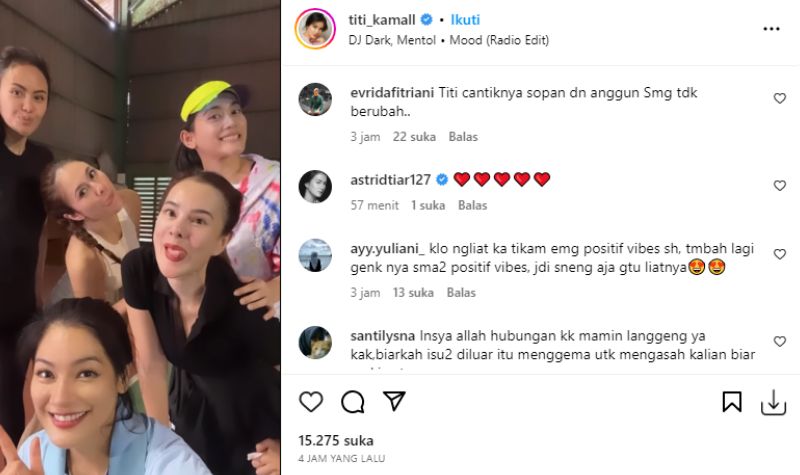 Cekricek.id, Berita Artis dan Berita Seleb - Artis cantik Titi Kamal bersama gengnya, juga ada sosok Wulan Guritno bagikan momen saat olahraga. 