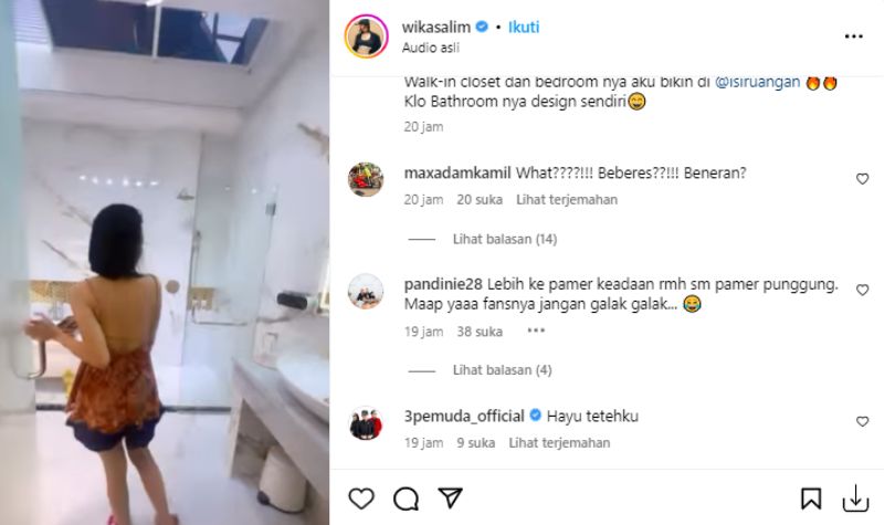 Cekricek.id, Berita Artis dan Berita Seleb -  Penyanyi cantik Wika Salim kini membagikan sebuah video singkat saat beberes rumah.