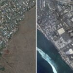 Citra Satelit Sebelum dan Sesudah Kebakaran Maui, Hawaii