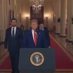 Presiden Donald Trump memberikan pernyataan di Gedung Putih mengenai serangan militer AS terhadap fasilitas nuklir Iran