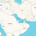 Peta Selat Hormuz dan lokasi pangkalan militer Amerika Serikat di Bahrain yang menjadi target seruan serangan balasan Iran