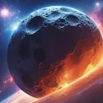 Ilustrasi asteroid besar mendekati Bumi dan Bulan dengan cahaya matahari di latar belakang menunjukkan potensi ancaman ruang angkasa