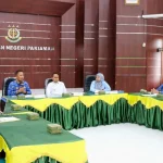 Wakil Wali Kota Pariaman Mulyadi saat memaparkan ekspose permohonan fasilitasi penyerahan aset di Kantor Kejaksaan Negeri Pariaman