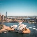 Pemandangan udara pelabuhan Sydney, Australia