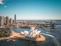 Pemandangan udara pelabuhan Sydney, Australia