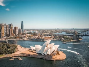 Pemandangan udara pelabuhan Sydney, Australia