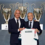 Jose Mourinho bersama Presiden Real Madrid Florentino Perez pada acara perkenalannya di Ciudad Real Madrid. [Foto: Real Madrid]