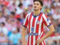 Penyerang Atletico Madrid Julian Alvarez dalam laga LaLiga melawan Villarreal di Madrid.