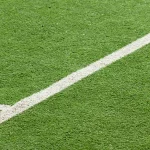 Ilustrasi bola di atas rumput lapangan sepak bola