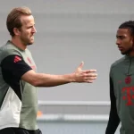 Harry Kane dan Michael Olise dalam sesi latihan Bayern Munich