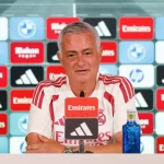 Jose Mourinho dalam konferensi pers jelang laga kontra Espanyol.