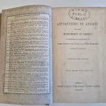 Sampul bagian dalam buku The Antiquities of Athens dengan stempel Perpustakaan Kiama
