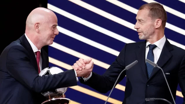 Presiden UEFA Aleksander Ceferin dalam sebuah acara resmi sepak bola Eropa.