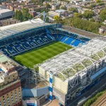 Pemandangan udara Stadion Stamford Bridge di London