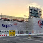 Pintu masuk stadion Unipol Domus milik Cagliari