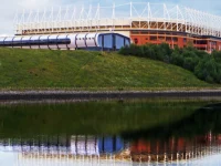 Stadium of Light Sunderland terlihat dari seberang sungai