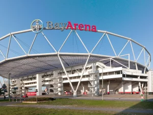 Bangunan BayArena milik Bayer Leverkusen dari luar