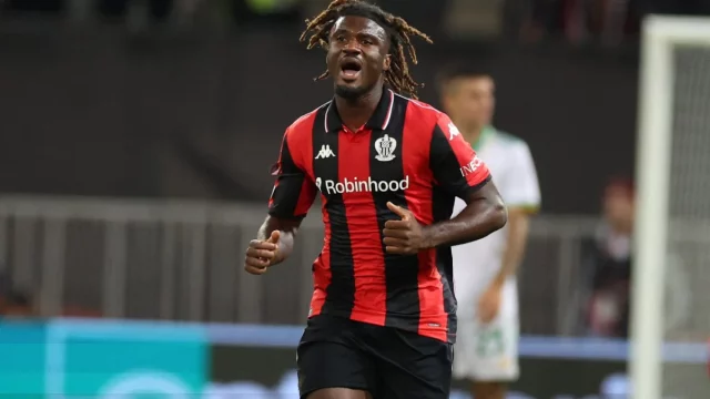 Penyerang timnas Nigeria Terem Moffi yang direkrut Hamburger SV dari OGC Nice.