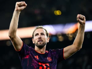Penyerang Bayern Muenchen Harry Kane, peraih penghargaan Pesepak Bola Terbaik Jerman 2026.