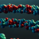 Ilustrasi model molekul untai DNA berwarna