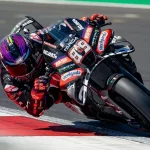Jorge Martin memacu motor Aprilia di Sirkuit Silverstone pada kualifikasi MotoGP Inggris