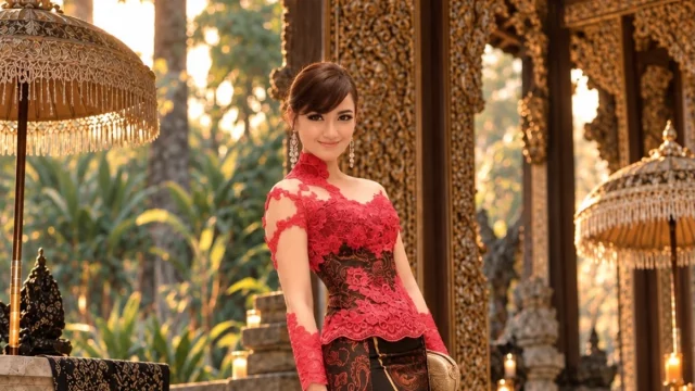 Marcella Simon mengenakan kebaya lawas rancangan desainer Tee.