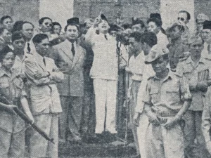 Soekarno berpidato di Istana Merdeka pada 1949