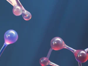 Ilustrasi abstrak struktur molekul material nano