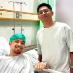 Jordy Wehrmann di ruang perawatan seusai menjalani operasi bahu.