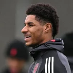 Penyerang Marcus Rashford di lapangan sepak bola