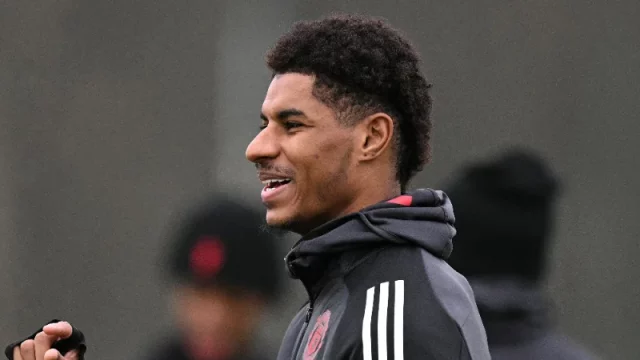 Penyerang Marcus Rashford di lapangan sepak bola