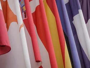 Deretan bendera negara dalam sebuah forum diplomatik