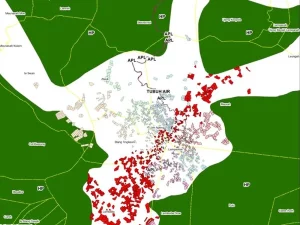 Peta tutupan lahan yang menandai area perladangan di kawasan Lamteuba, Aceh Besar