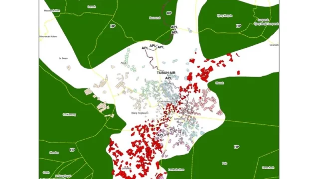 Peta tutupan lahan yang menandai area perladangan di kawasan Lamteuba, Aceh Besar