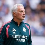 Jose Mourinho pada laga pramusim Real Madrid melawan Schalke 04 di Veltins-Arena, Gelsenkirchen.