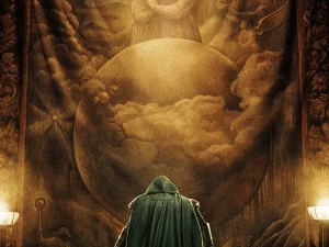 Poster resmi Avengers Doomsday bertema tapestry emas yang diunggah Robert Downey Jr
