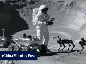 Ilustrasi robot anjing yang direncanakan menjaga stasiun riset Bulan milik China