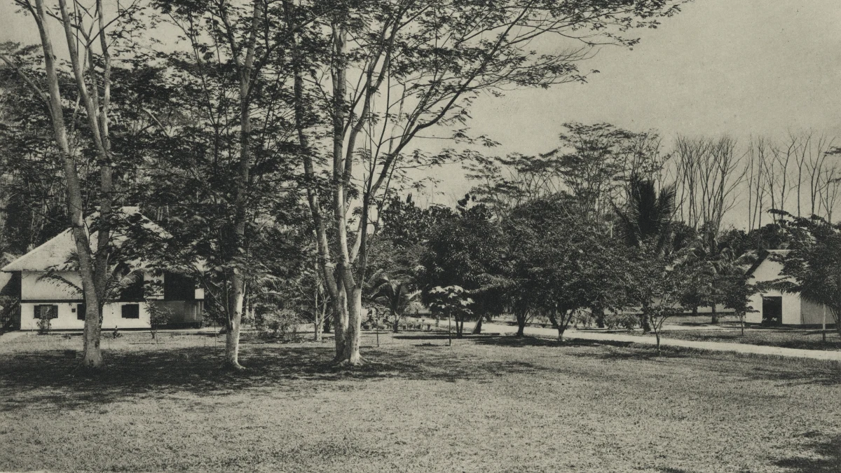 Bangunan rumah sakit dan rumah apoteker perkebunan Tandjong-Slamat pada 1905.