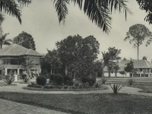 Bangunan rumah sakit dan rumah apoteker berhalaman luas di Binjai pada 1903.