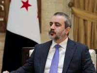 Menteri Luar Negeri Suriah Asaad al-Shaibani berbicara dalam wawancara di Damaskus.