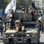 Anggota Taliban dalam acara peringatan lima tahun berkuasa di Kabul