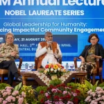 Peraih Nobel Perdamaian Kailash Satyarthi berbicara dalam UGM Annual Lecture Nobel Laureate Series di Universitas Gadjah Mada.