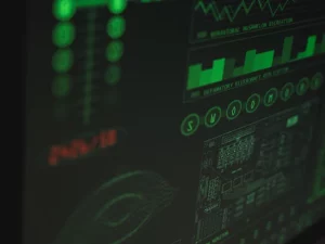 Ilustrasi tampilan dasbor data pada layar monitor