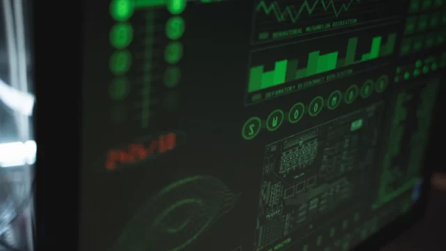 Ilustrasi tampilan dasbor data pada layar monitor