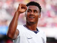 Penyerang Aston Villa Ollie Watkins saat membela timnas Inggris.